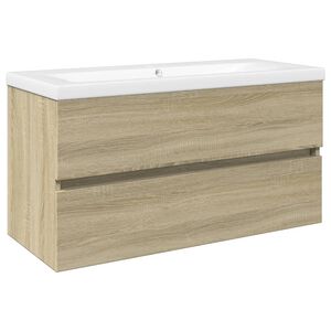 vidaXL Ensemble de meubles de bain 2pcs c&eacute;ramique et bois d'ing&eacute;nierie