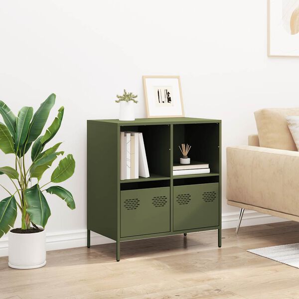 vidaXL Buffet vert olive 68x39x73,5 cm acier lamin&eacute; &agrave; froid