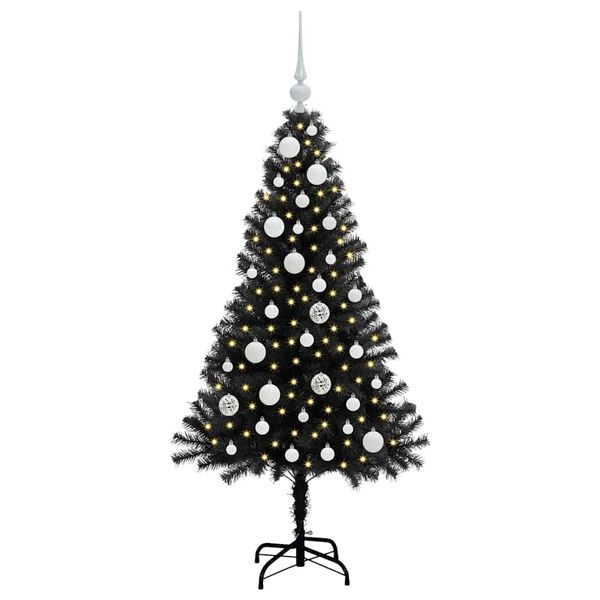 vidaXL Sapin de No&euml;l avec 150 LED avec support Noir 120 cm PVC