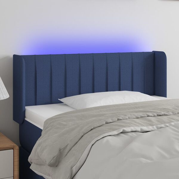 vidaXL T&ecirc;te de lit &agrave; LED Bleu 83x16x78/88 cm Tissu