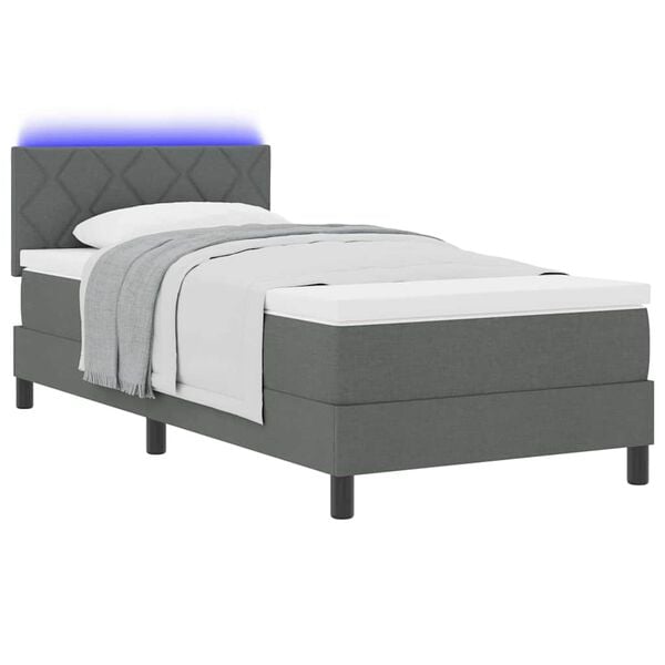 vidaXL Lit &agrave; ressorts avec matelas Gris fonc&eacute; 90 x 200 cm tissu