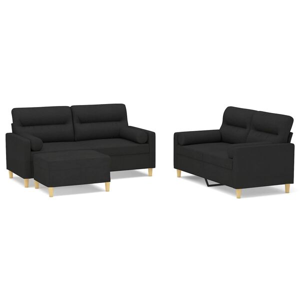 vidaXL Ensemble de canap&eacute;s 3 pcs coussins d&eacute;coratifs et coussins Noir