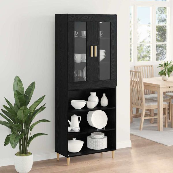 vidaXL Haut Armoire Ch&ecirc;ne noir 69,5 x 34 x 180 cm