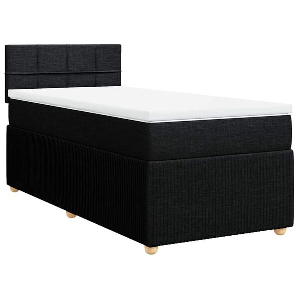 vidaXL Sommier &agrave; lattes de lit avec matelas Noir 90x200 cm Tissu