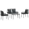 vidaXL Ensemble de meubles de jardin 4 pcs Noir et Cr&egrave;me polyrotin