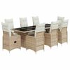 vidaXL Ensemble de bistro de jardin 9 pcs coussins beige poly rotin