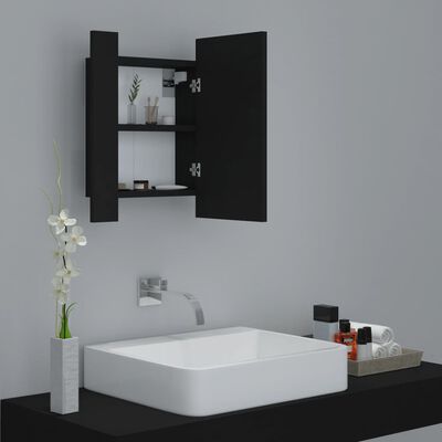 vidaXL Armoire de salle de bain à miroir à LED Noir 40x12x45 cm
