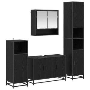 vidaXL Ensemble de mobilier de salle de bain 4 pc Ch&ecirc;ne noir