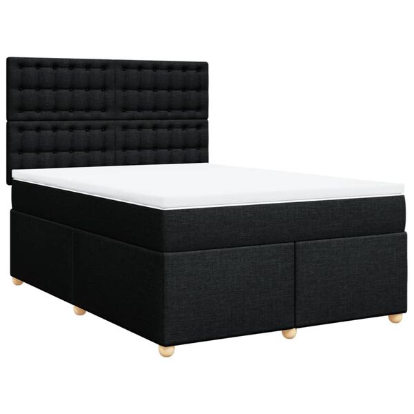 vidaXL Sommier &agrave; lattes de lit avec matelas Noir 140x200 cm Tissu