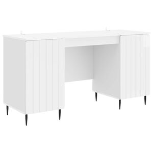 vidaXL Bureau Blanc brillant 142,5 x 50 x 75 cm Bois d'ing&eacute;nierie