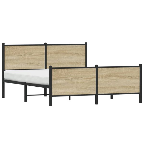 vidaXL Cadre de lit en métal sans matelas chêne sonoma 140x200 cm