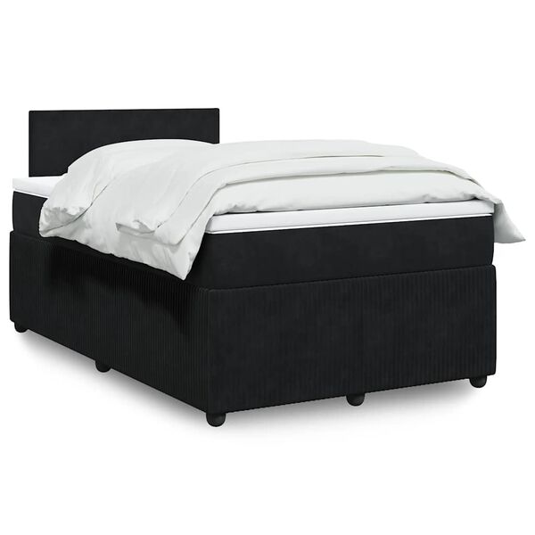 vidaXL Sommier &agrave; lattes de lit avec matelas Noir 120x200 cm Velours