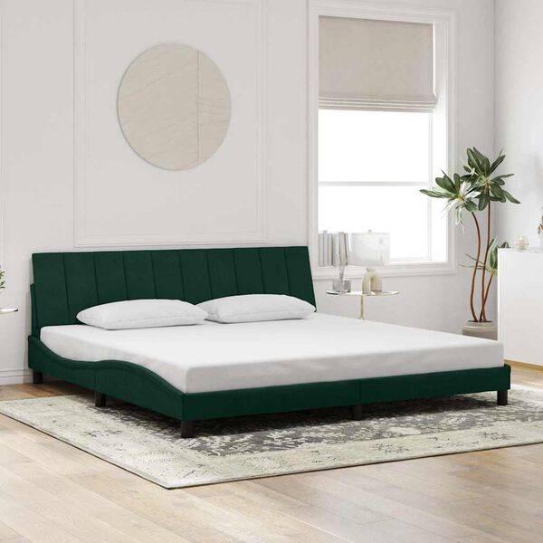 vidaXL Cadre de lit sans matelas Hanko vert fonc&eacute; 200x200 cm velours