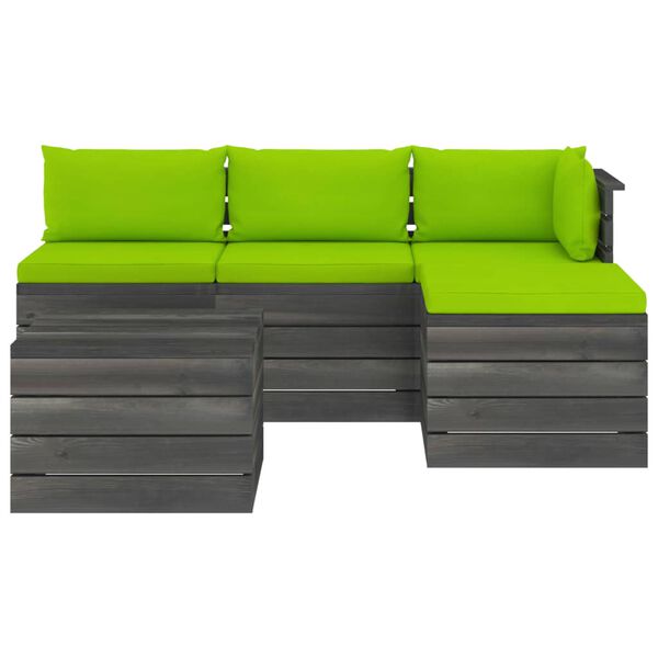 vidaXL Salon palette de jardin 5 pcs avec coussins Bois de pin massif
