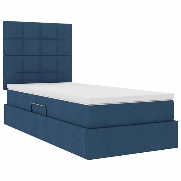 vidaXL Lit avec rangement et matelas Bleu 100 x 200 cm Polyester