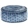vidaXL Pouf rond avec broderie Velours 60x25 cm Bleu