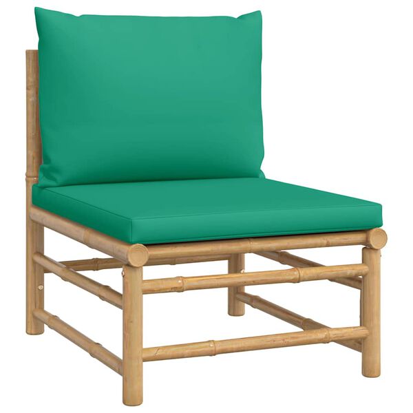 vidaXL Canapé central de jardin avec coussins vert bambou