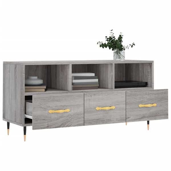 vidaXL Meuble TV sonoma gris 102x36x50 cm bois d'ing&eacute;nierie