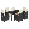 vidaXL Ensemble &agrave; manger de jardin coussins 7pcs Noir R&eacute;sine tress&eacute;e