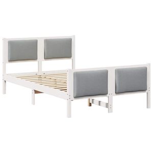 vidaXL Cadre de lit avec t&ecirc;te de lit Gris clair 120 x 200 cm tissu