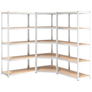 vidaXL &Eacute;tag&egrave;re &agrave; 5 niveaux 3 pcs Argent&eacute; Acier et bois ing&eacute;nierie