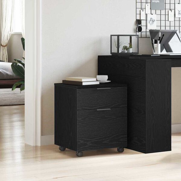 vidaXL Cabinet de Dossier Ch&ecirc;ne noir 45 x 38 x 54 cm Bois d'ing&eacute;nierie