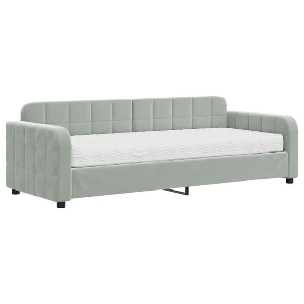 vidaXL Lit de jour avec matelas gris clair 80x200 cm velours