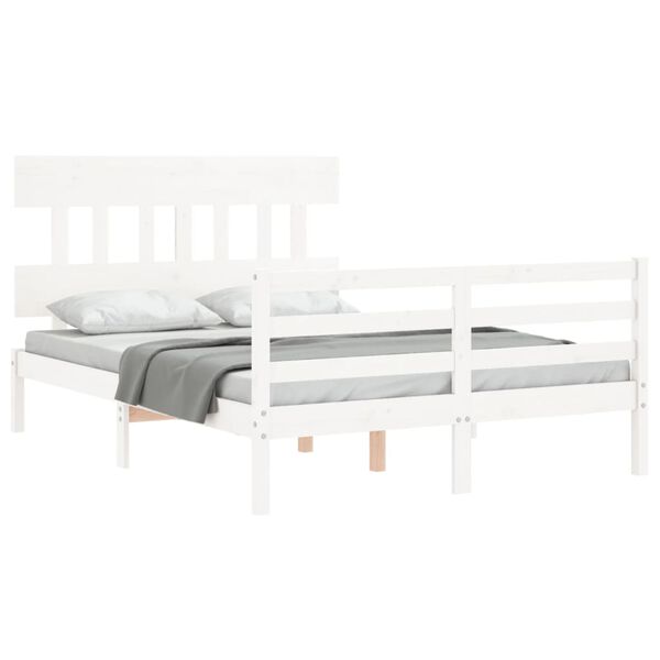 vidaXL Cadre de lit sans matelas blanc 140x190 cm bois massif
