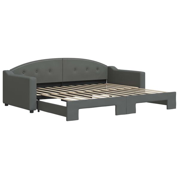 vidaXL Lit de jour avec gigogne sans matelas gris fonc&eacute; 90x200 cm