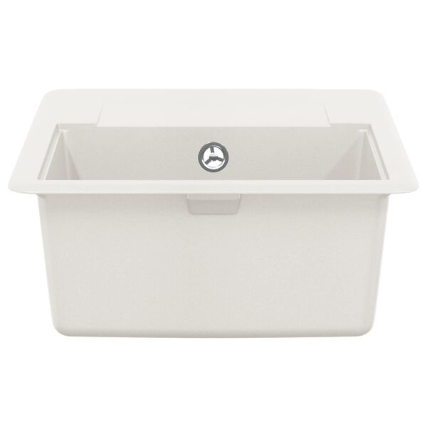 vidaXL &Eacute;vier Blanc 560 x 460 mm 80% Quartz et 20% R&eacute;sine