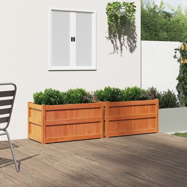 vidaXL Jardini&egrave;res 2 pcs cire marron bois de pin massif
