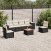 vidaXL Salon de jardin 7 pcs avec coussins noir résine tressée
