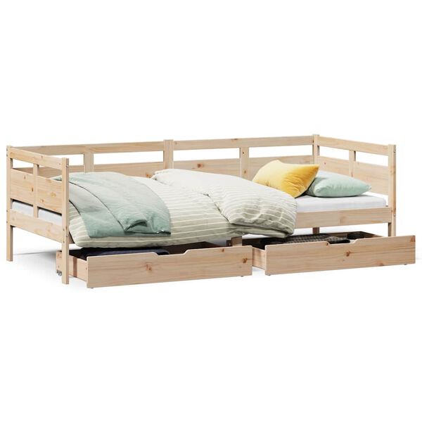 vidaXL Lit de jour avec tiroirs sans matelas 90x200 cm bois massif