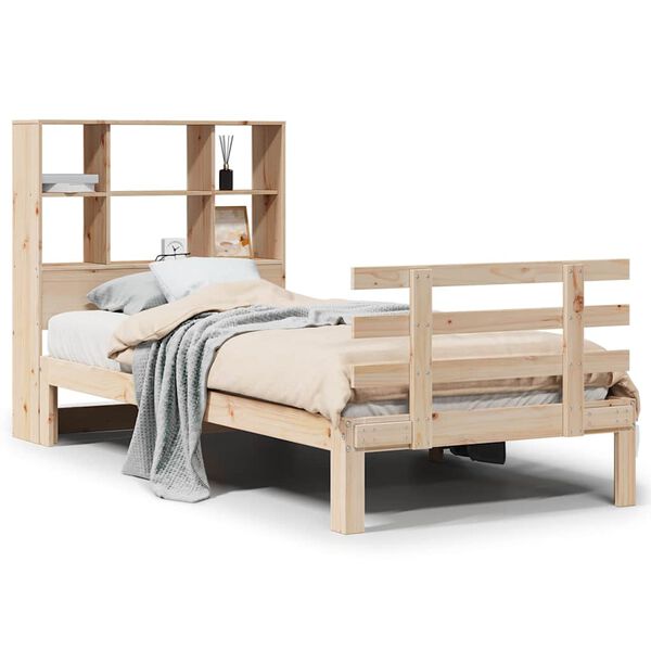 vidaXL Lit biblioth&egrave;que sans matelas 90x190 cm bois de pin massif