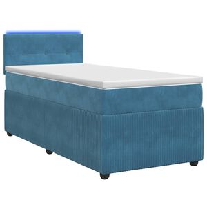 vidaXL Lit boxspring avec matelas Bleu 90 x 190 cm Velours