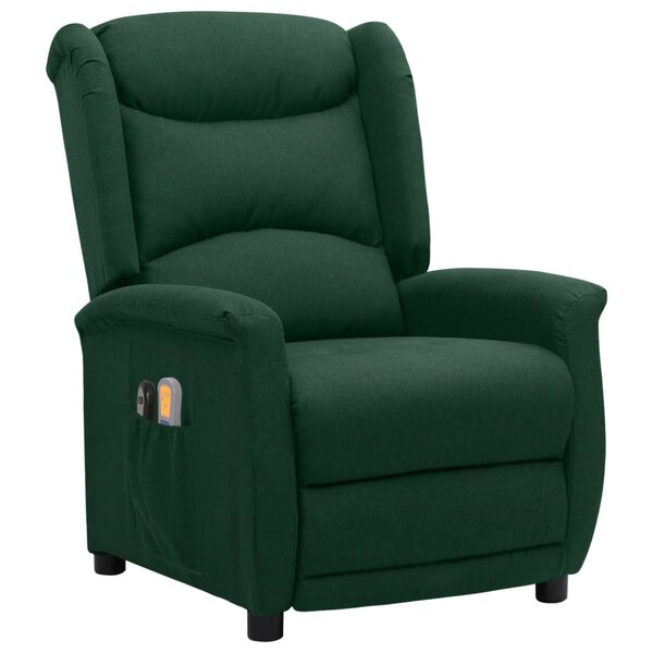 vidaXL Fauteuil électrique de massage Vert foncé Tissu