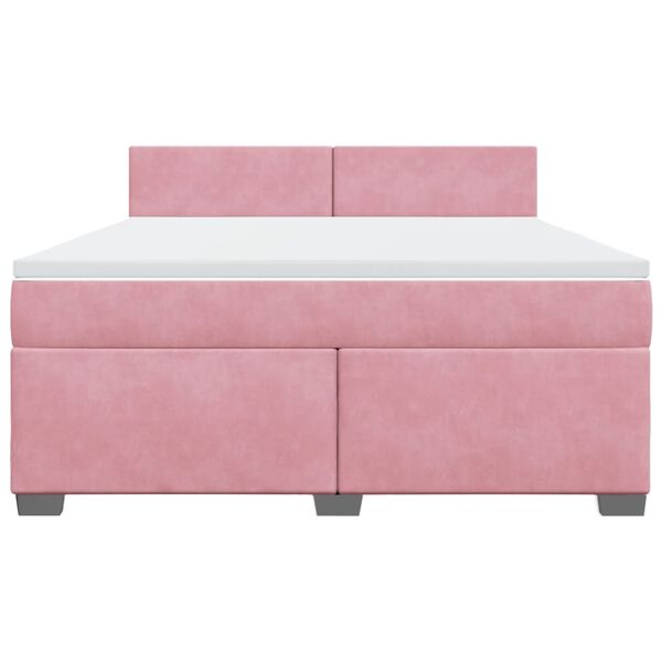 vidaXL Sommier &agrave; lattes de lit avec matelas Rose 180x200 cm Velours