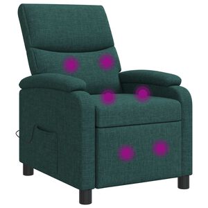 vidaXL Fauteuil de massage inclinable Vert fonc&eacute; Tissu