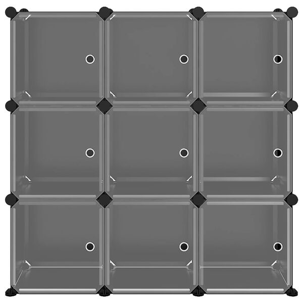 vidaXL Cubes de rangement 9 pcs avec portes noir PP