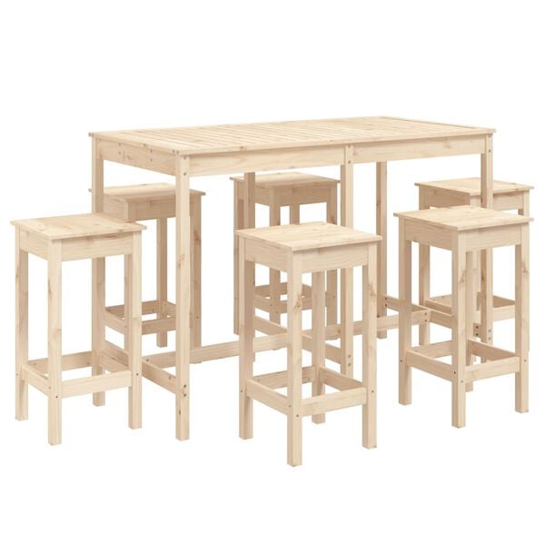 vidaXL Ensemble de bar de jardin 7 pcs Bois de pin massif