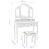 vidaXL Ensemble de coiffeuse et tabouret Blanc 100x40x146 cm Paulownia