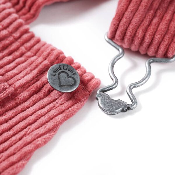Robe salopette pour enfants velours c&ocirc;tel&eacute; rose 116