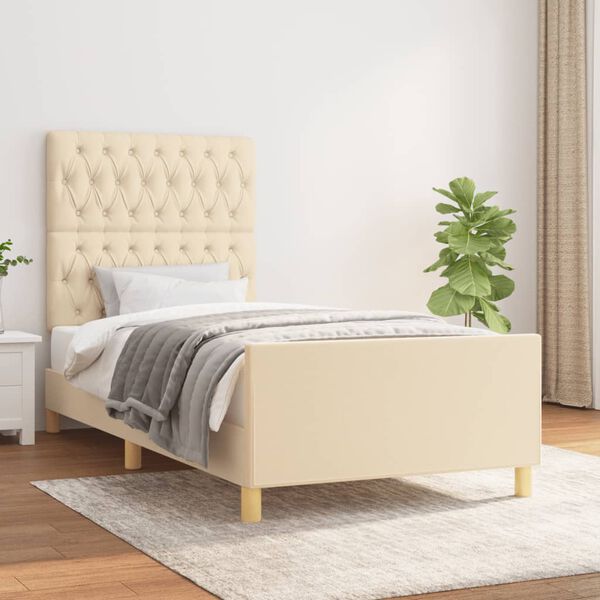 vidaXL Cadre de lit sans matelas cr&egrave;me 90x200 cm tissu