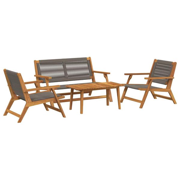vidaXL Chaises de jardin avec table 4 pcs Gris Bois d'acacia massif