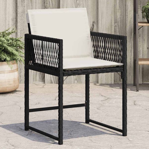 vidaXL Chaises de jardin lot de 4 avec coussins noir résine tressée
