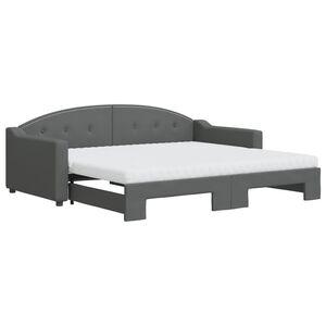 vidaXL Lit de jour avec gigogne et matelas gris foncé 90x190 cm tissu
