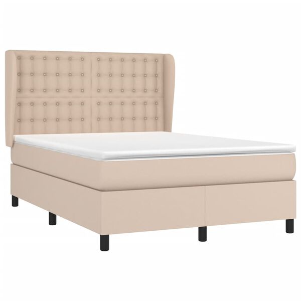 vidaXL Sommier &agrave; lattes de lit avec matelas Cappuccino 140x190 cm