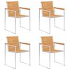 vidaXL Chaises de jardin lot de 4 avec coussins Bois de teck massif