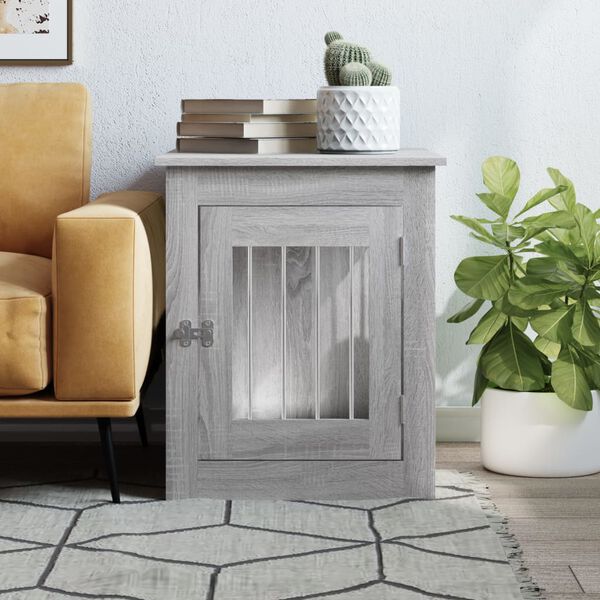 vidaXL Meuble de cage pour chiens sonoma gris 55x75x65 cm
