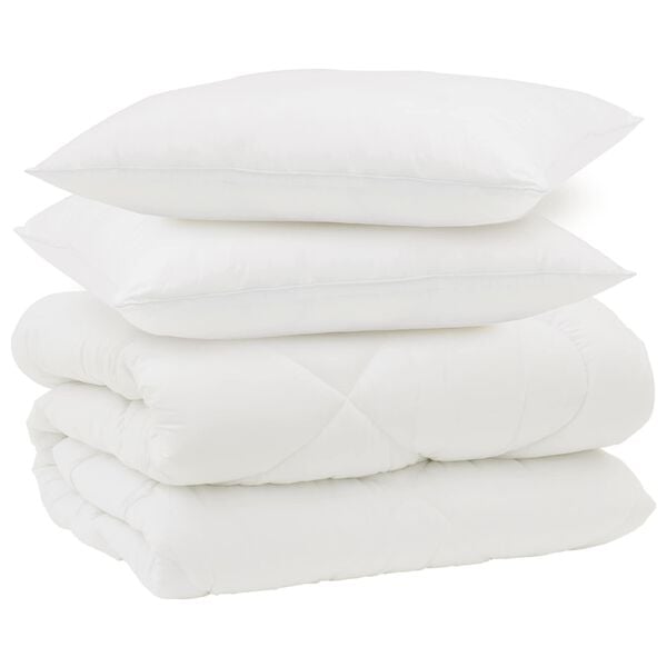 vidaXL Duvet d'hiver avec oreiller 3 pcs Blanc Microfibre